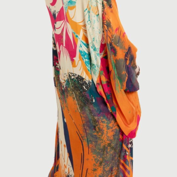 Vibrant Satin Kimono Robe SAACHI NEW - Picture 3 of 13